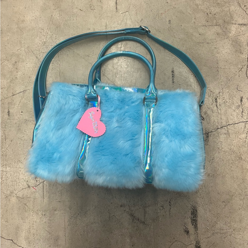 Dolls kill sugar thrillz blue fuzzy bag